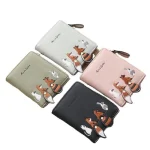 Women Cartoon Design Letter Pattern Solid Color Wallet - Image 2