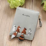 Women Cartoon Design Letter Pattern Solid Color Wallet - Image 4