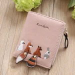 Women Cartoon Design Letter Pattern Solid Color Wallet - Image 6
