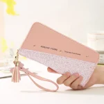 Zipper Stitching Contrast Color Tassel Rivet Purse - Image 6