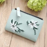 Women Mini Embroidered Zipper Wallet - Image 2