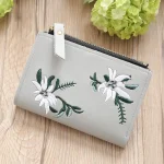 Women Mini Embroidered Zipper Wallet - Image 8