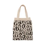 Knitted Shopping Bag Leopard Woven One-Shoulder Casual Portable Shoulder Handle Bag - Image 4