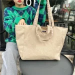 Women Casual Design Plaid Pattern Canvas Large Capacity Shoulder Handle Tote Bag - Image 6