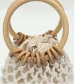 2 In 1 Women Pastoral Design Solid Color Straw Woven Bucket Drawstring Shoulder Handle Bag - Image 5