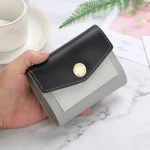 Sweet Women Color Block Hasp Pattern PU Trifold Wallet - Image 5