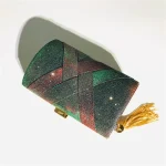 Women Chic Tassel Design Sequin Patchwork Clutch Square Crossbody Evening Bag - Image 3
