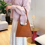 Lady Pure Color PU Leather Retro Casual Handbag - Image 7
