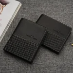 Men Casual Plaid Pattern Solid Color Wallet Business