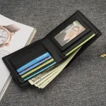 Men Casual Plaid Pattern Solid Color Wallet Business - Image 3