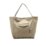 Women Casual Design Solid Color Canvas Large Capacity Shoulder Handle Tote Bag - Image 5