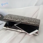 Women Sparkling Sequin Embellished Buckle Design Square Clutch Evening Bag - Image 2