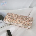 Women Sparkling Sequin Embellished Buckle Design Square Clutch Evening Bag - Image 4