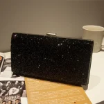 Women Sparkling Sequin Embellished Buckle Design Square Clutch Evening Bag - Image 6