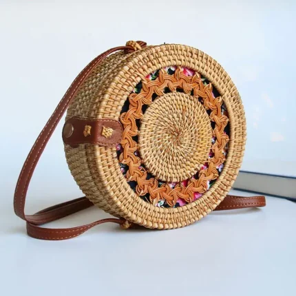 Vacation Women Ethnic Woven Round Bag